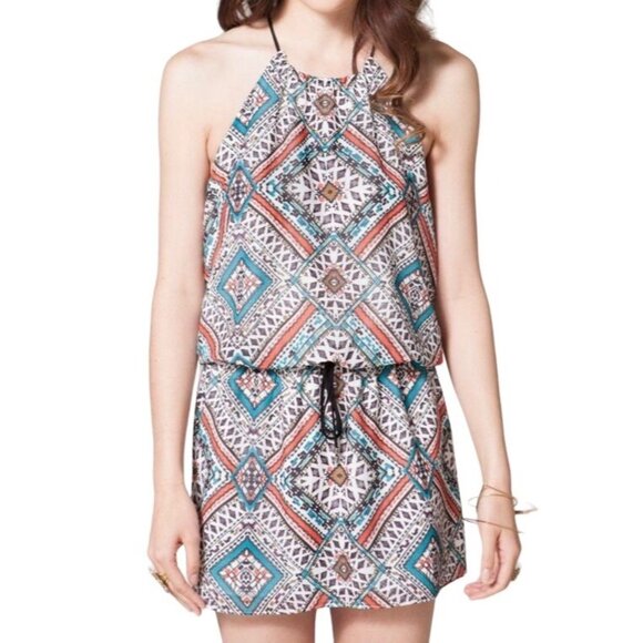 Saylor Bailey Mini Dress Size Small Aztec Print Tie Waist Mini Sleeveless Boho - Picture 10 of 10